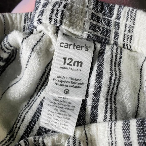 Carter's Linen Blend Baby Toddler Girl Matching Tank & Shorts Set Size 12m - Picture 3 of 10